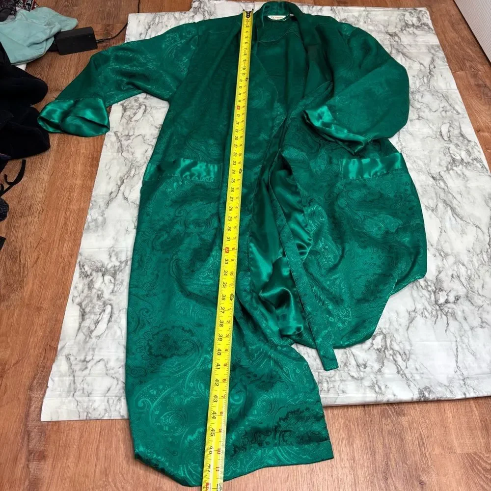 Victorias Secret Gold Label Emerald Green Long Sleeve Robe size Small vintage